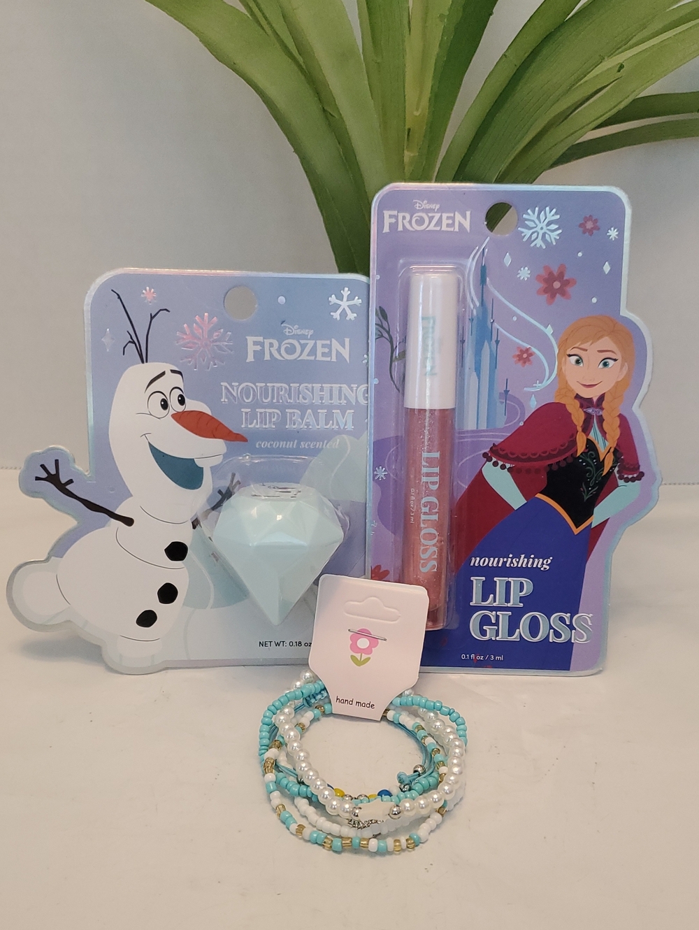 Frozen Lip Balm & Lip Gloss Set with Beaded Bracelets